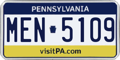 PA license plate MEN5109