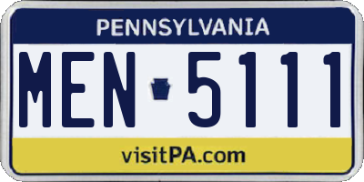 PA license plate MEN5111