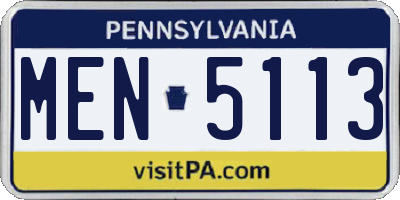 PA license plate MEN5113