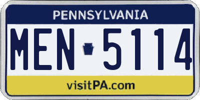 PA license plate MEN5114