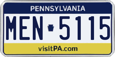 PA license plate MEN5115