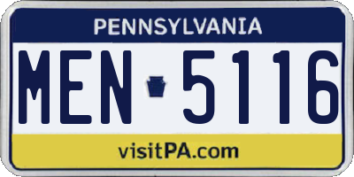 PA license plate MEN5116