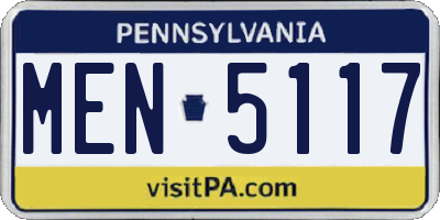 PA license plate MEN5117