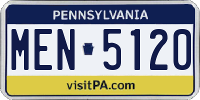 PA license plate MEN5120