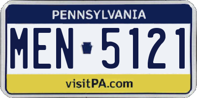 PA license plate MEN5121