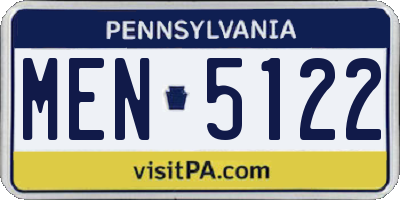 PA license plate MEN5122