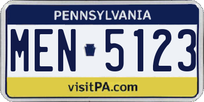 PA license plate MEN5123