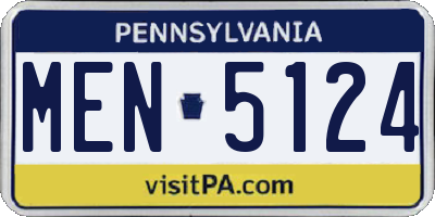 PA license plate MEN5124