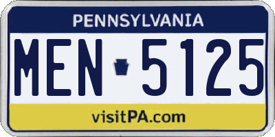 PA license plate MEN5125