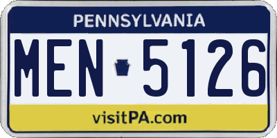 PA license plate MEN5126