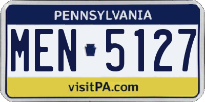 PA license plate MEN5127
