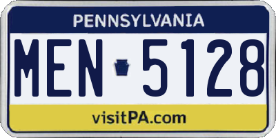 PA license plate MEN5128