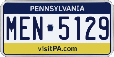 PA license plate MEN5129