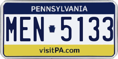 PA license plate MEN5133