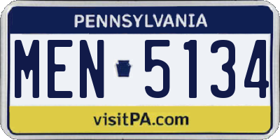 PA license plate MEN5134