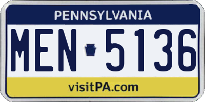PA license plate MEN5136