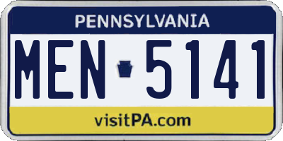 PA license plate MEN5141