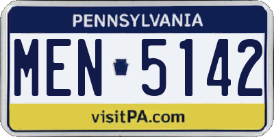 PA license plate MEN5142