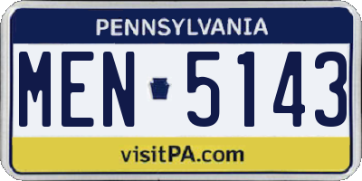 PA license plate MEN5143