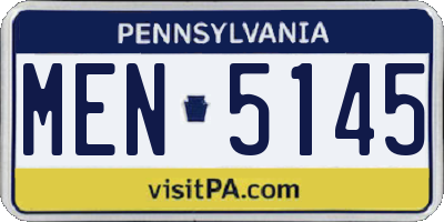 PA license plate MEN5145