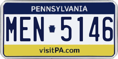 PA license plate MEN5146