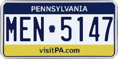 PA license plate MEN5147