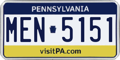 PA license plate MEN5151