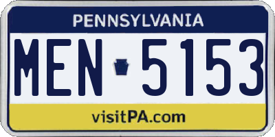 PA license plate MEN5153