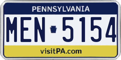 PA license plate MEN5154