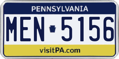 PA license plate MEN5156