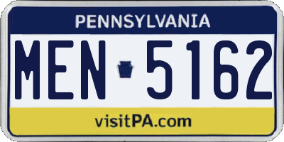 PA license plate MEN5162