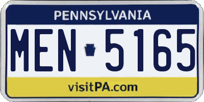 PA license plate MEN5165