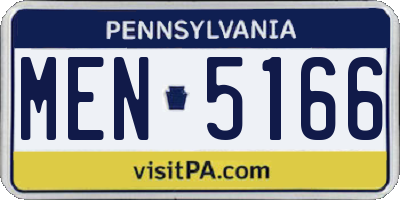 PA license plate MEN5166