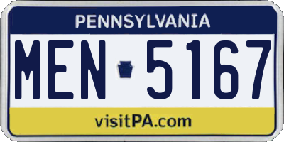 PA license plate MEN5167