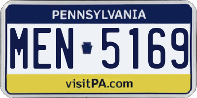 PA license plate MEN5169
