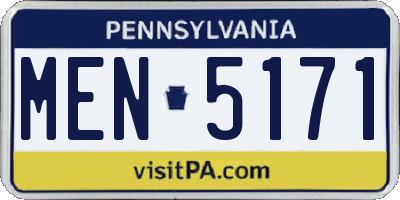 PA license plate MEN5171