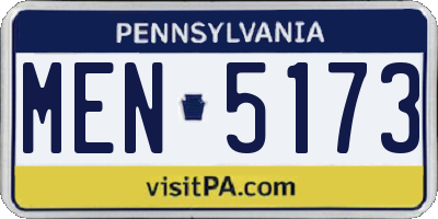 PA license plate MEN5173