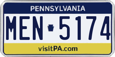 PA license plate MEN5174