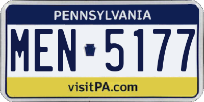 PA license plate MEN5177