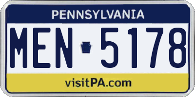 PA license plate MEN5178