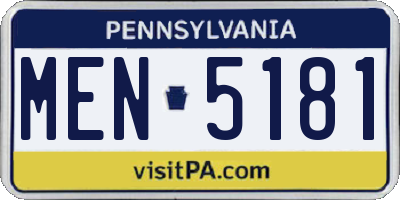 PA license plate MEN5181