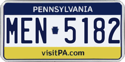PA license plate MEN5182