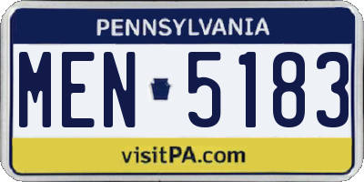 PA license plate MEN5183