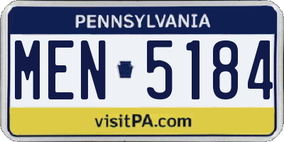 PA license plate MEN5184