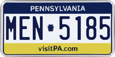 PA license plate MEN5185