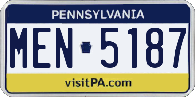 PA license plate MEN5187