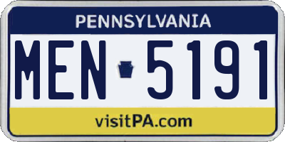 PA license plate MEN5191