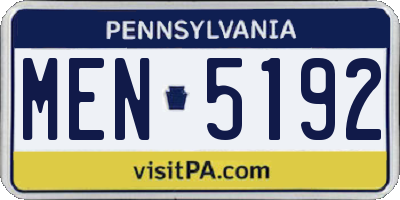 PA license plate MEN5192