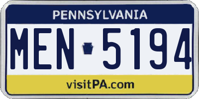 PA license plate MEN5194