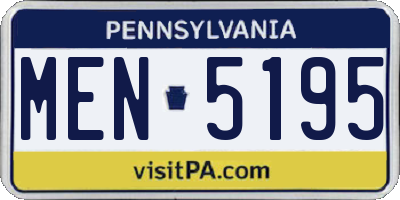 PA license plate MEN5195